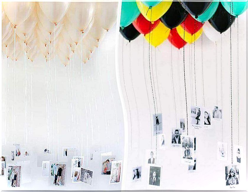 you can decorate with balloons and photos