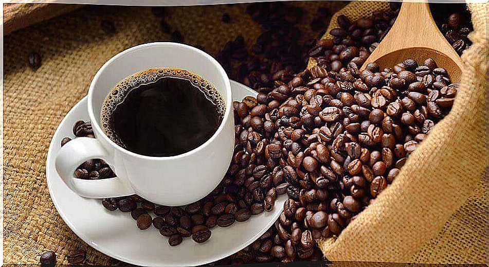 The caffeine in coffee invigorates in the morning