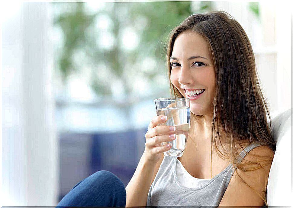 woman drinking water