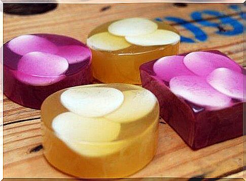 glycerin soaps with flower petals